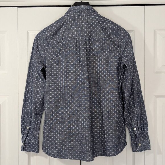 J.Crew Indigo Polka Dot Long Sleeve Half Button up Chambray Shirt Tunic - Picture 2 of 9